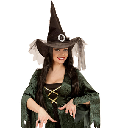 Widmann SRL Zwarte heksenhoeden met gesp