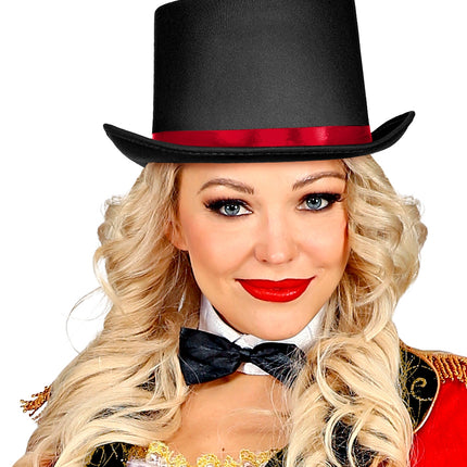 Widmann SRL Zwarte hoge hoed met rode band