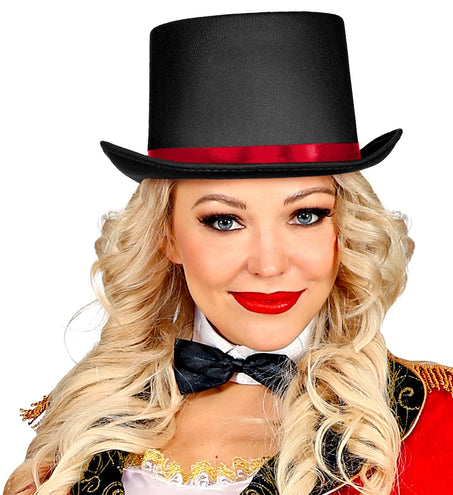 Widmann SRL Zwarte hoge hoed met rode band