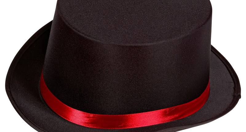 Widmann SRL Zwarte hoge hoed met rode band