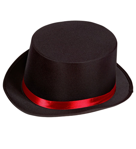 Widmann SRL Zwarte hoge hoed met rode band