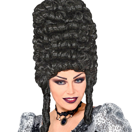 Widmann SRL Zwarte hoge pruik gotiek