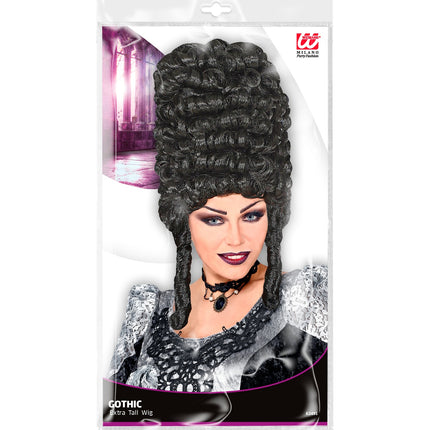 Widmann SRL Zwarte hoge pruik gotiek