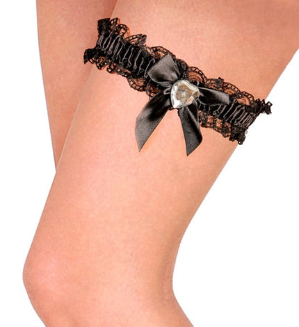 Widmann SRL Zwarte kousenband met steen