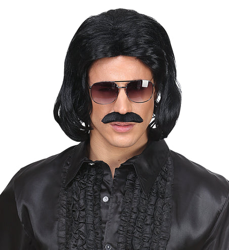 Widmann SRL Zwarte macho pruik met snor
