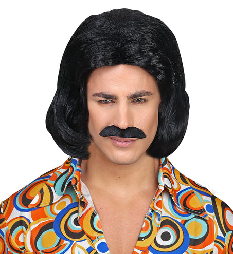 Widmann SRL Zwarte macho pruik met snor