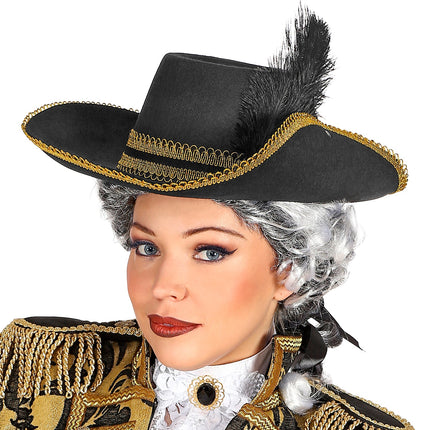 Widmann SRL Zwarte musketiershoed met veren