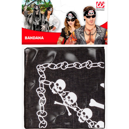 Widmann SRL Zwarte piratenbandana met schedels