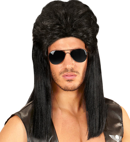 Widmann SRL Zwarte rocker pruiken voor mannen