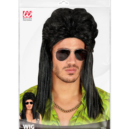 Widmann SRL Zwarte rocker pruiken voor mannen