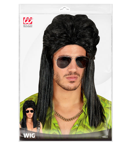 Widmann SRL Zwarte rocker pruiken voor mannen