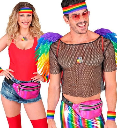 Widmann SRL Zweetband set regenboog Lynn