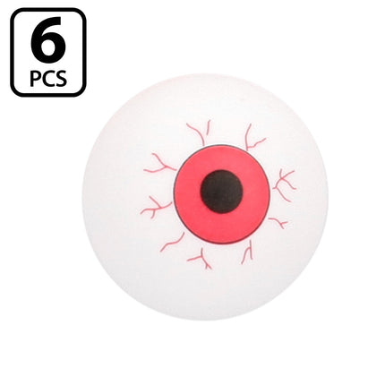 Wit beer pong balletje met rood bloeddoorlopen oog uit het Halloween drankspel, zes stuks