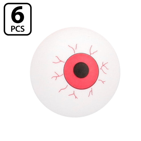 Wit beer pong balletje met rood bloeddoorlopen oog uit het Halloween drankspel, zes stuks
