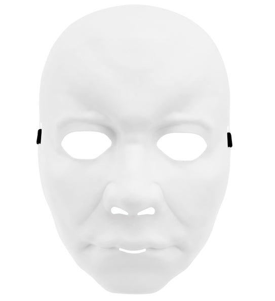 Wit gezichtsmasker van hard pvc met open ogen en neusgaten, vooraanzicht