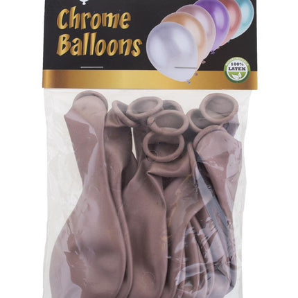 Zakje met 12 chrome ballonnen rosé van Funny Fashion, 30,5 cm latex, voor je themafeest