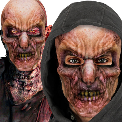 Zombie masker van stof gedragen met en zonder capuchon, zichtbare eigen ogen
