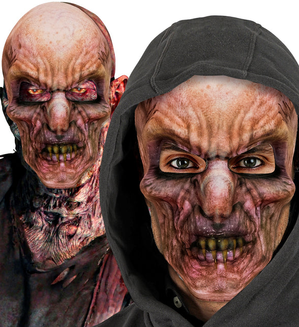 Zombie masker van stof gedragen met en zonder capuchon, zichtbare eigen ogen