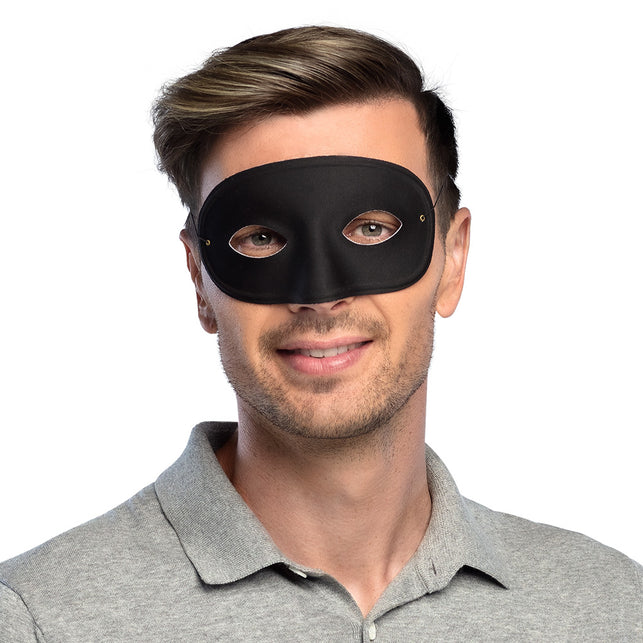 Zwart oogmasker voor heren, elastiek achter het hoofd, bedekt ogen en neusbrug