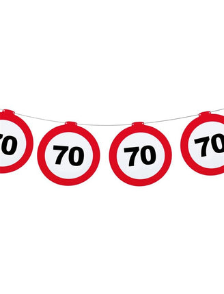 Funny Fashion 70 jaar slinger met verkeersbord 12mtr.