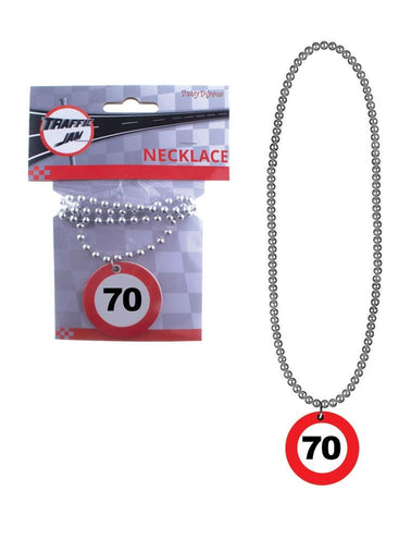 Funny Fashion 70 jaar verkeersbord halsketting
