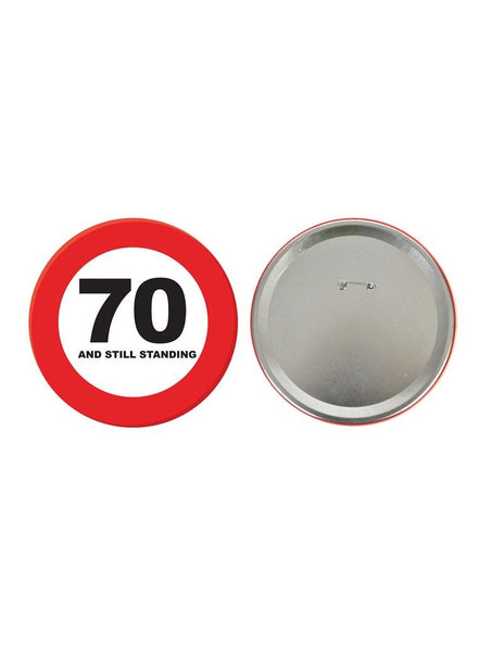 Funny Fashion 70e verjaardag button verkeersbord