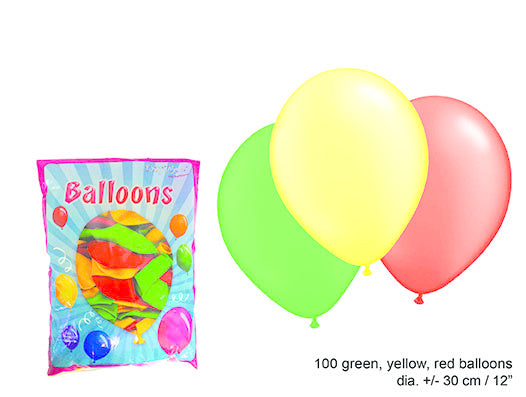 Funny Fashion Ballonnen rood geel en groen