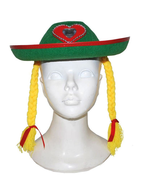 Funny Fashion Beiers feesthoedje met vlechten