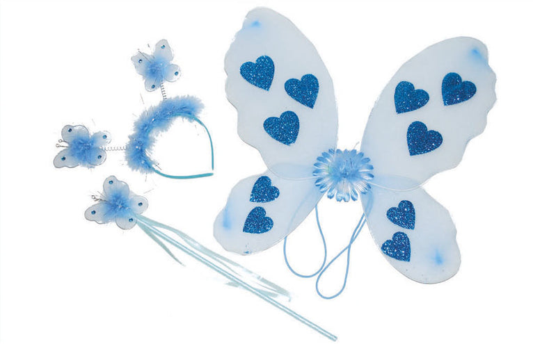 Funny Fashion Blauwe vlinder verkleed set Minnie 3-delig