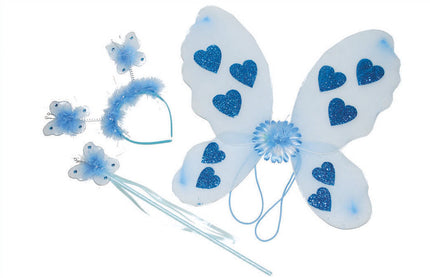 Funny Fashion Blauwe vlinder verkleed set Minnie 3-delig