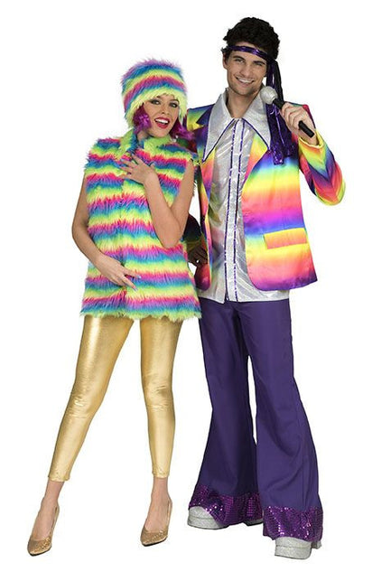 Funny Fashion Bodywarmer verkleedpak je in regenboog kleuren