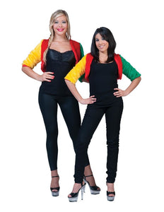 Funny Fashion Bolero rood-geel-groen fuzzy voor dames
