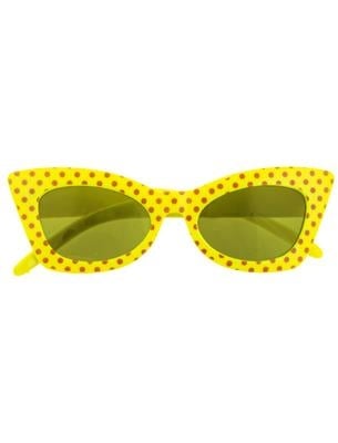 Funny Fashion Bril rock en roll neon geel met stippen