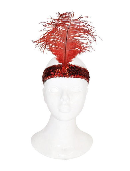 Funny Fashion Charleston hoofdband met veer rood