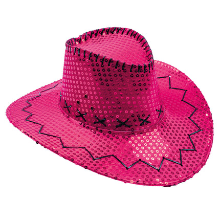Funny Fashion Cowboyhoed pailletten roze
