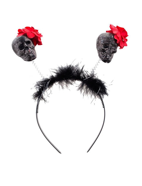 Funny Fashion Diadeem met doodskop en roos