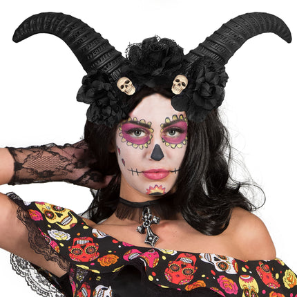 Funny Fashion Diadeem met zwarte hoorns