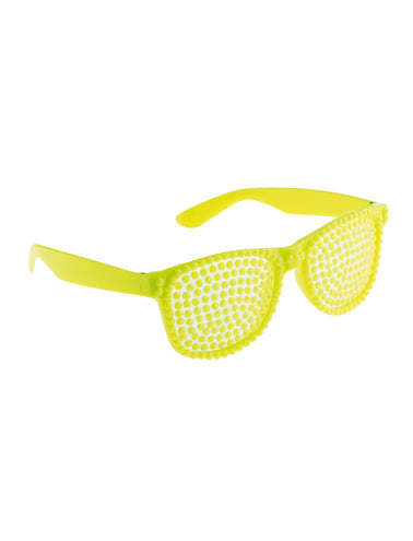 Funny Fashion Disco bril met parels in neon geel