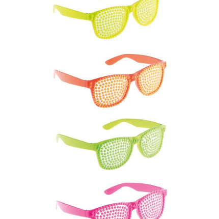 Funny Fashion Disco bril met parels in neon oranje