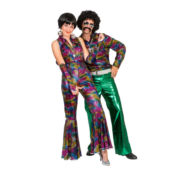 Funny Fashion Disco Jumpsuit Amber met glitters
