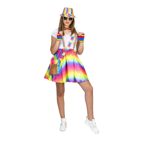 Funny Fashion Disco regenboog rok Rosy dames