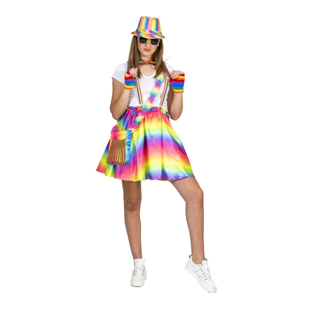 Funny Fashion Disco regenboog rok Rosy dames
