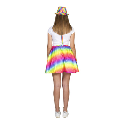 Funny Fashion Disco regenboog rok Rosy dames