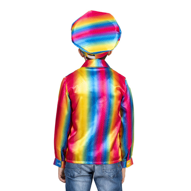 Funny Fashion Disco shirt Stijn regenboogkleuren