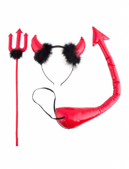 Funny Fashion Duivel set driedelig met marabou