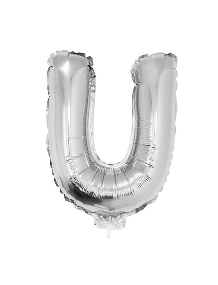 Funny Fashion Folie ballon letter U Zilver