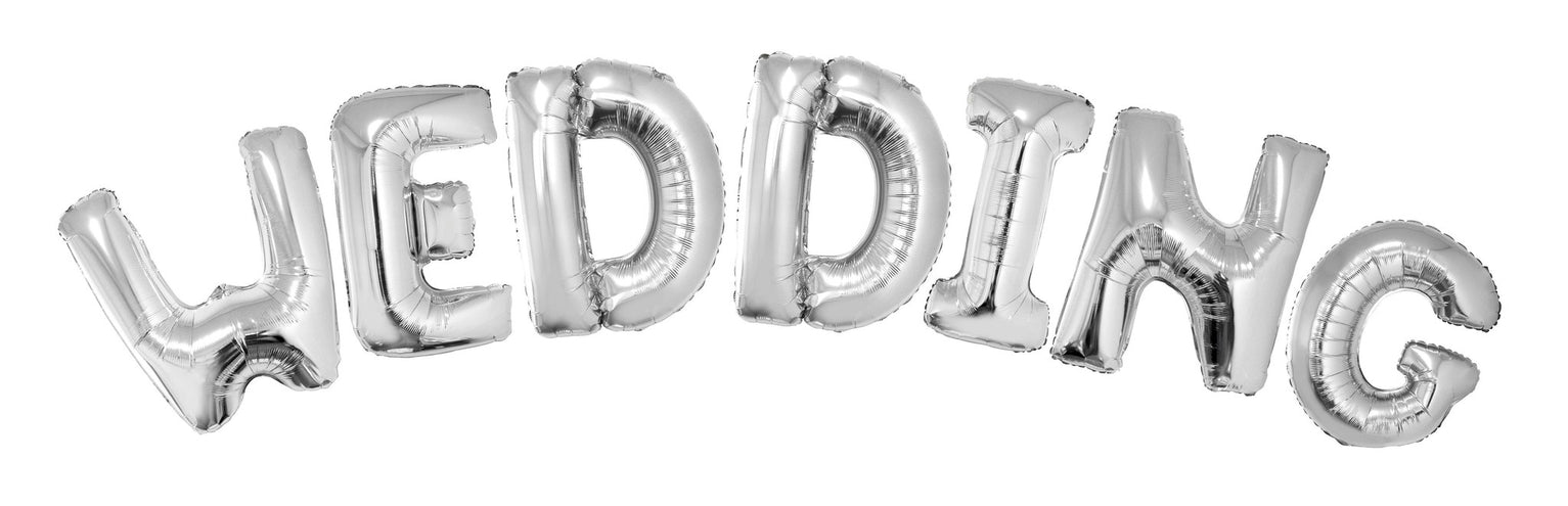 Funny Fashion Folie ballon set WEDDING met zilveren letters