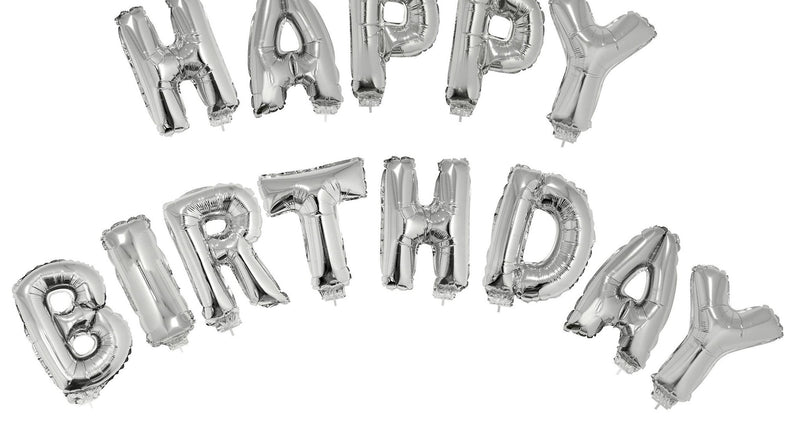 Funny Fashion Folie ballonnen set HAPPY BIRTHDAY met zilveren letters