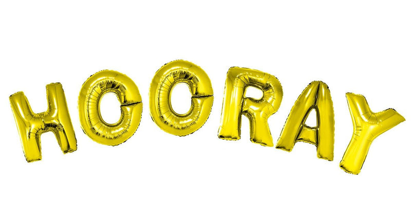Funny Fashion Folie ballonnen set HOORAY met gouden letters