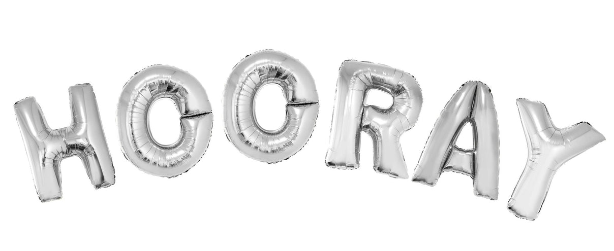 Funny Fashion Folie ballonnen set HOORAY met zilveren letters